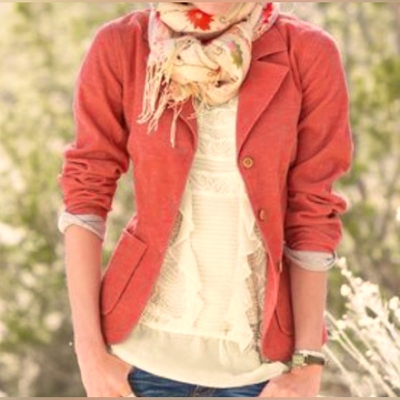 Sundance Jackets & Blazers - Sundance Corduroy Blazer Jacket Long Sleeve Cotton Patch Pockets Coral Size P8